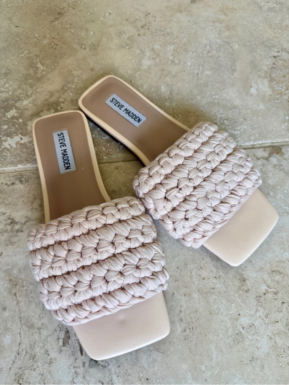 Steve Madden Beige Braided Slide Mules